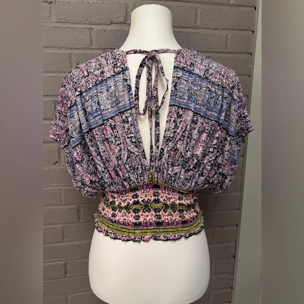 Free People NWT Multicolor Patterned Bohemian top